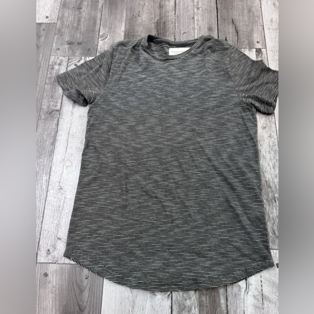 Abercrombie Fitch Soft A&F Tee Men’s Stripe White Black Short Sleeve T Shirt M